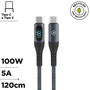 muvit for change cable Tipo C a Tipo C 100W con pantalla LCD gris