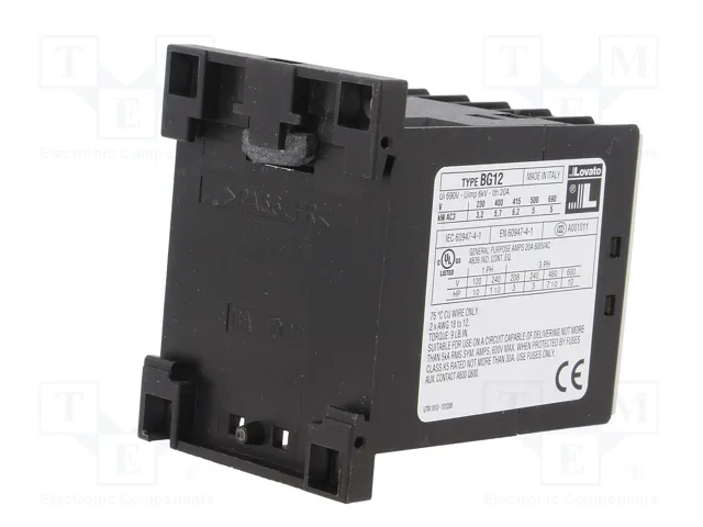 LOVATO ELECTRIC Contactor BG 3-polar 12A 24VAC