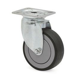 Tente Rueda Giratoria 2470 con Aro de Goma Ø75 Plástico Zincado, Antihuella Y Antihilo