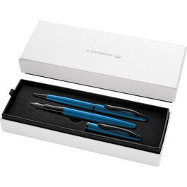 Pelikan Set Bolígrafo y Estilográfica Jazz Noble Elegance Tinta Azul Aguamarina Estuche de Regalo