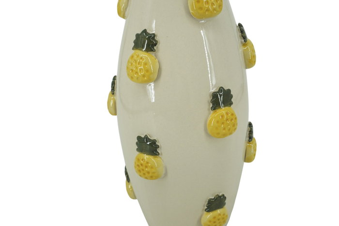 DKD Home Decor Jarrón de Gres con Relieve Amarillo
