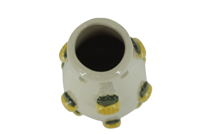 DKD Home Decor Jarrón de Gres con Relieve Amarillo