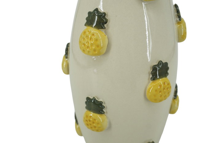 DKD Home Decor Jarrón de Gres con Relieve Amarillo
