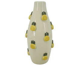 DKD Home Decor Jarrón de Gres con Relieve Amarillo
