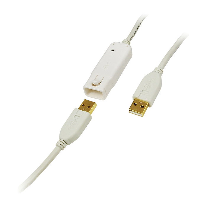 LogiLink USB Repeater 12m USB 2.0 Blanco