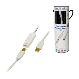 LogiLink USB Repeater 12m USB 2.0 Blanco
