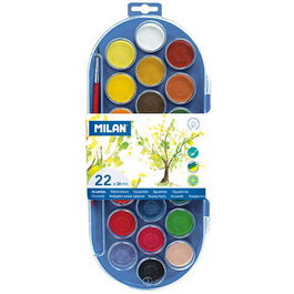 Milan Estuche Acuarelas 80022 con 22 Pastillas de 30 mm y Pincel