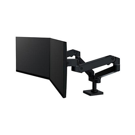 Ergotron LX Pro Series 45-686-292 Soporte doble para Monitor de Escritorio, 2 pantallas hasta 27" (68.6cm) y 10kg cada una, 100x100mm VESA, ajuste de altura/inclinación, color Negro