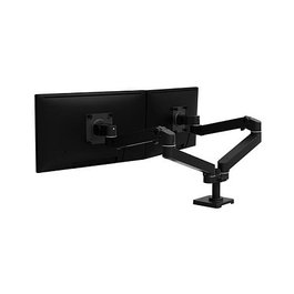 Ergotron LX Pro Series 45-686-292 Soporte doble para Monitor de Escritorio, 2 pantallas hasta 27" (68.6cm) y 10kg cada una, 100x100mm VESA, ajuste de altura/inclinación, color Negro