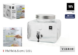 Inde Tarro Dispensador Frigo de Vidrio 3.5 Litros La Mediterran, 19 x 19 x 16.5 cm (6 Unidades)