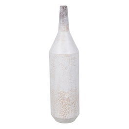 Ixia Botella Decorativa de Metal Blanco Rozado 15 x 15 x 60,50 cm