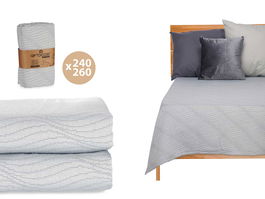 Giftdecor Colcha Cama Agua Gris 240x260 cm (Set de 4)