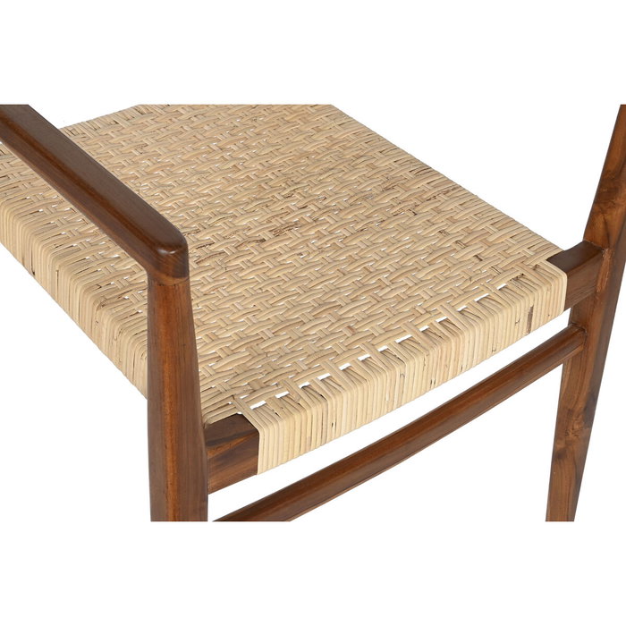 DKD Home Decor Silla de Teca y Ratán Marrón 58x50x86 cm