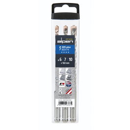 Alpen SDS+ F4 Box Juego de 3 Brocas de Percusión 6/7/10x160 mm