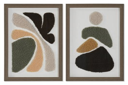 DKD Home Decor Cuadro Abstracto Beige Verde Negro Amarillo Poliester Ps 40 x 30 x 2.5 cm (2 Unidades)
