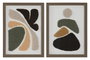 DKD Home Decor Cuadro Abstracto Beige Verde Negro Amarillo Poliester Ps 40 x 30 x 2.5 cm (2 Unidades)