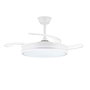 Cristalrecord Evo Smart Ventilador de Techo Led 3CCT con Motor DC, 72W, Aspas Retráctiles Ø106 cm, Control por App y Mando, 6 Velocidades, Dimmable, Blanco