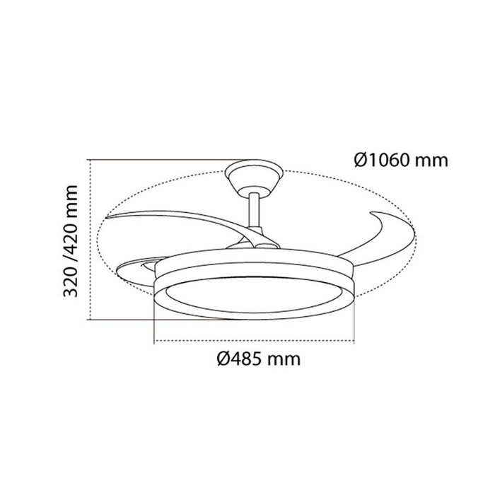 Cristalrecord Evo Smart Ventilador de Techo Led 3CCT con Motor DC, 72W, Aspas Retráctiles Ø106 cm, Control por App y Mando, 6 Velocidades, Dimmable, Blanco Cristalrecord Evo Smart Ventilador de Techo Led 3CCT con Motor DC, 72W, Aspas Retráctiles Ø106 cm, Control por App y Mando, 6 Velocidades, Dimmable, Blanco