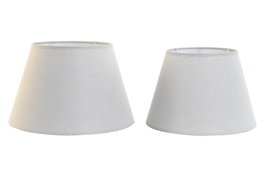 DKD Home Decor Set de 2 Pantallas de Lino Crudo E27 para Sobremesa o Pie