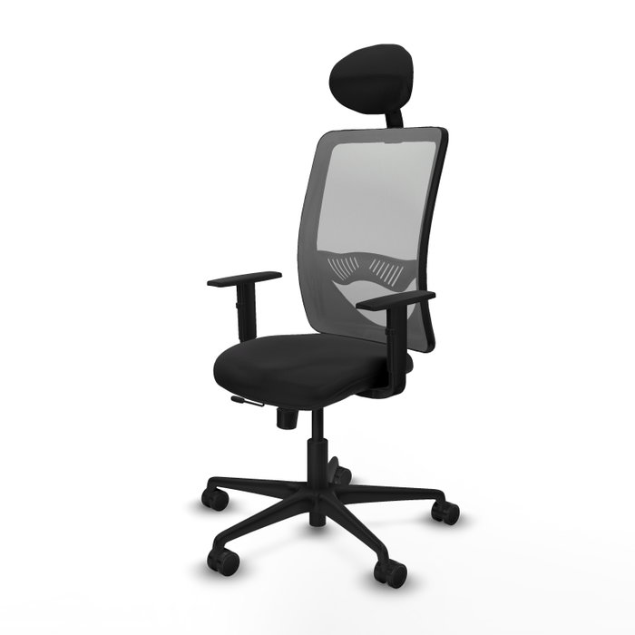 PIQUERAS Y CRESPO Silla de oficina Zulema con mecanismo Sincro/Traslack, Similpiel Negro y Malla Gris