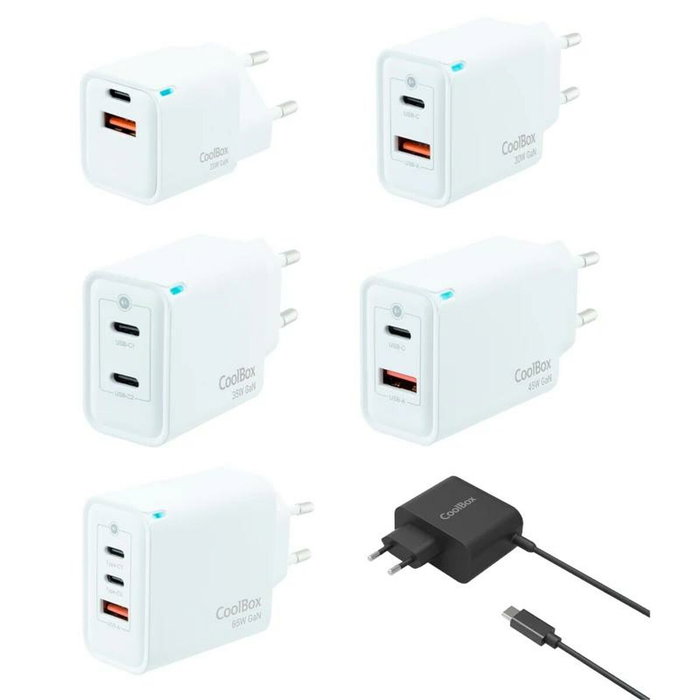 Coolbox Pack 18 Cargadores GaN con Expositor