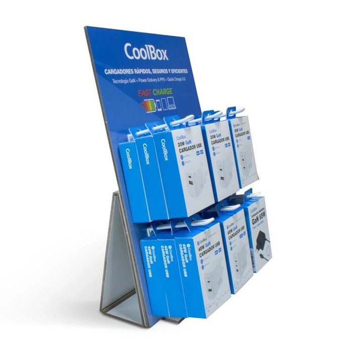 Coolbox Pack 18 Cargadores GaN con Expositor