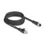 DeLOCK Cable de red Cat5e S/FTP M12 X-codificado 8 pin hembra a RJ45 macho 3 m Negro