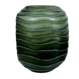 DKD Home Decor Jarrón de Cristal Verde Oscuro Glaseado