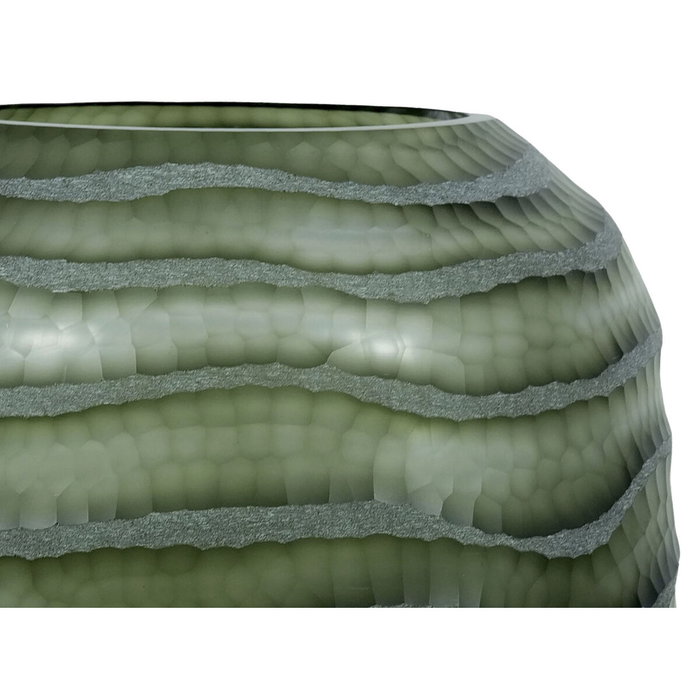DKD Home Decor Jarrón de Cristal Verde Oscuro Glaseado