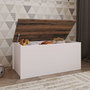 Hanah Home Baúl Florya Blanco Rústico Nogal 90x45.5x45 cm