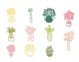 Misskuty Troquel fino ZAG Flores y Plantas jarrones con flores 11u.