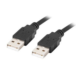 Lanberg Cable USB 2.0 Macho a Macho para Transferencia de Datos y Carga, 0.5 M (50 cm), Negro, AWG 30, Hasta 480 Mbps