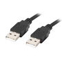 Lanberg Cable USB 2.0 Macho a Macho para Transferencia de Datos y Carga, 0.5 M (50 cm), Negro, AWG 30, Hasta 480 Mbps