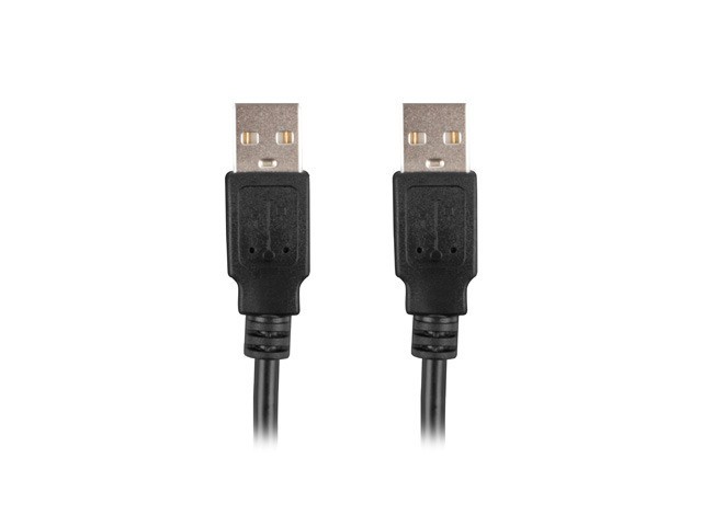 Lanberg Cable USB 2.0 Macho a Macho para Transferencia de Datos y Carga, 0.5 M (50 cm), Negro, AWG 30, Hasta 480 Mbps