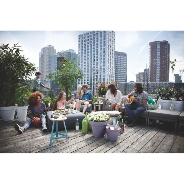 Elho Maceta Loft Urban Redonda Ruedas 40 Morado L 39 x An 38,5 x Al 35 cm Exterior 100% Reciclado ELH9203539040400