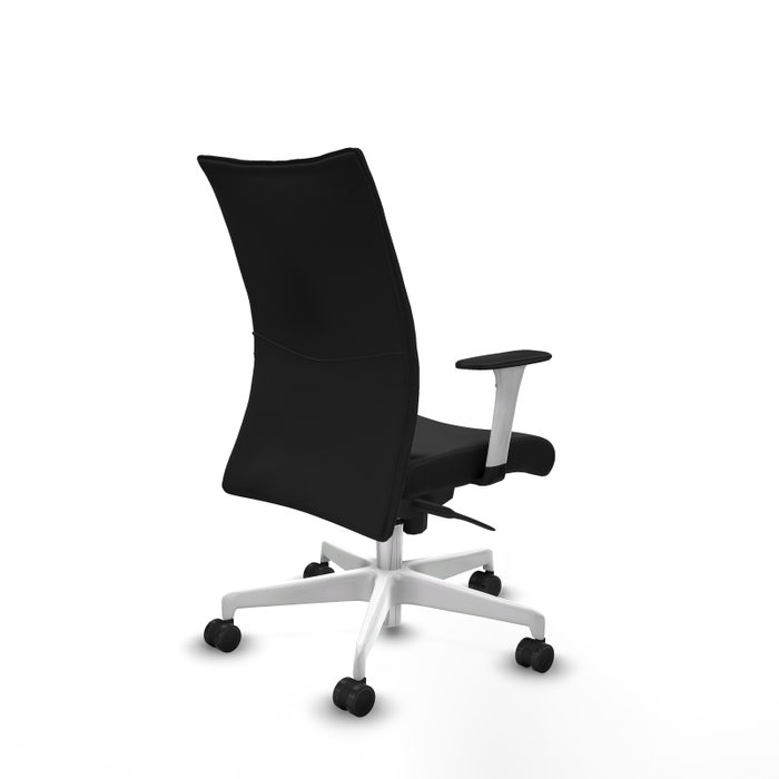 PIQUERAS Y CRESPO Silla Albacete Confidente con Mecanismo Sincro, Similpiel Negro y Base Blanca