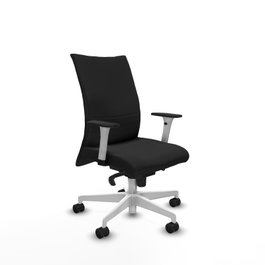 PIQUERAS Y CRESPO Silla Albacete Confidente con Mecanismo Sincro, Similpiel Negro y Base Blanca