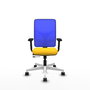PIQUERAS Y CRESPO Silla de oficina Motilla con mecanismo Sincro/Traslack Amarillo y Azul