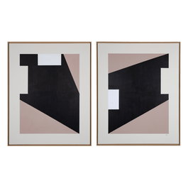 Cuadro Abstracto Beige Lienzo 124 X 5,20 X 154 cm (Set de 2)