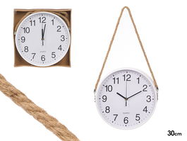 Giftdecor Reloj de Pared con Cuerda para Colgar Blanco 30 cm (Set de 8)