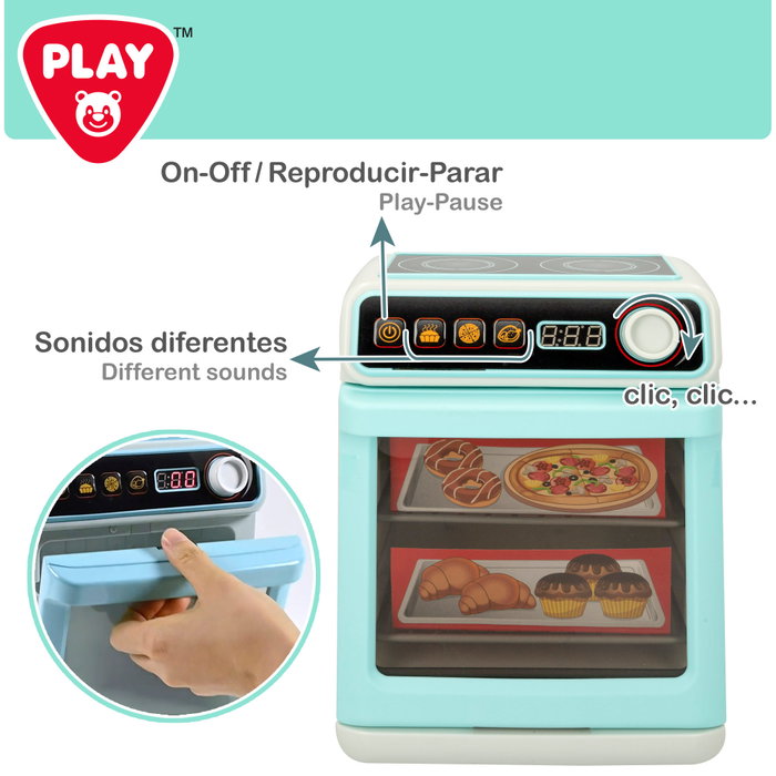 PLAY Mini horno de juguete con vitrocerámica, luz y sonido PLAY Mini horno de juguete con vitrocerámica, luz y sonido