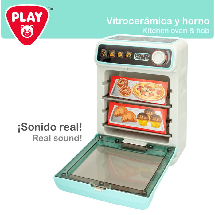 PLAY Mini horno de juguete con vitrocerámica, luz y sonido PLAY Mini horno de juguete con vitrocerámica, luz y sonido