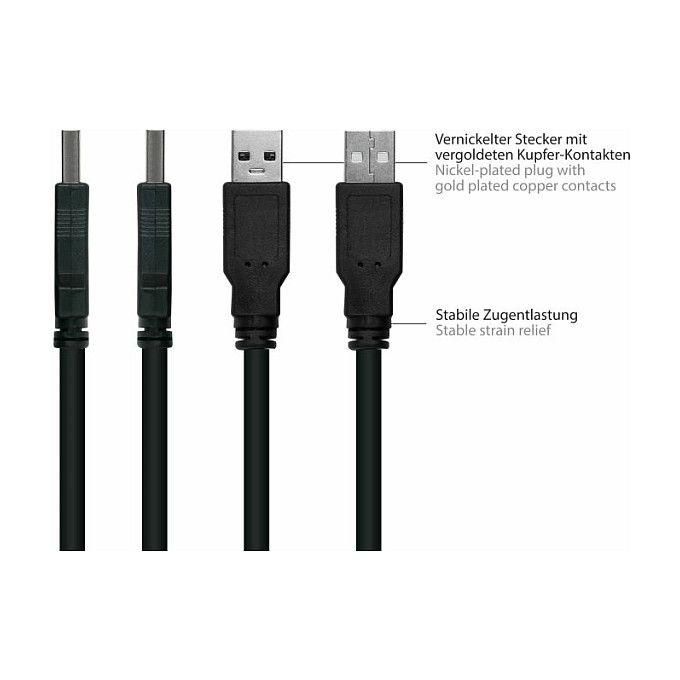 Kabelmeister Extensión USB 2.0 A-A de 0,3 m