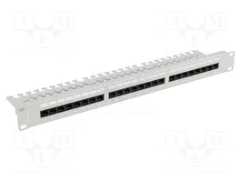 Lanberg Panel de parches 24 puertos 1U 19'' Cat. 5e UTP gris con organizador de cables