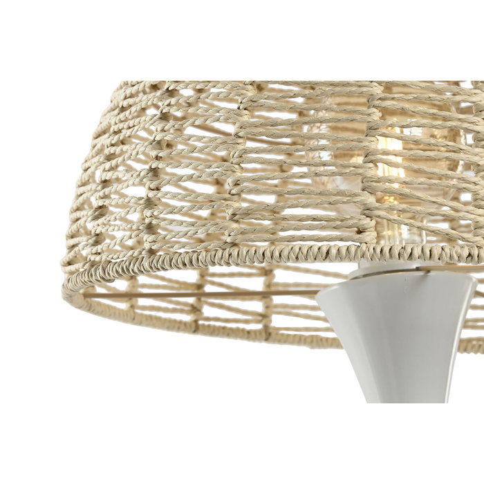 DKD Home Decor Lámpara de Sobremesa Seta en Metal y Cuerda Blanco/Natural