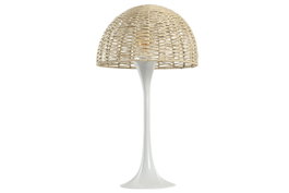DKD Home Decor Lámpara de Sobremesa Seta en Metal y Cuerda Blanco/Natural