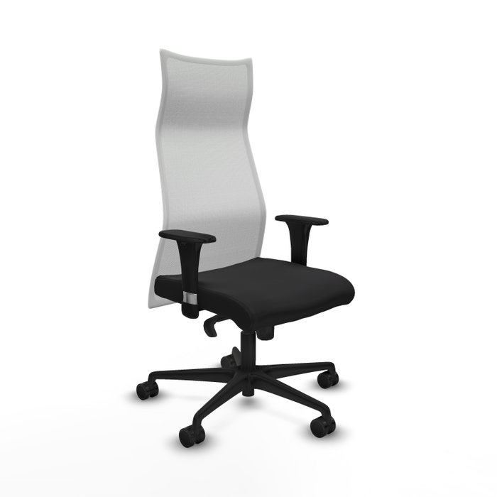 Sillón Albacete con mecanismo Sincro tapizada con Similpiel color Negro y malla color Blanco. Equipado con Base nailon negra, Brazos 1D y Ruedas 65mm nailon Sillón Albacete con mecanismo Sincro tapizada con Similpiel color Negro y malla color Blanco. Equipado con Base nailon negra, Brazos 1D y Ruedas 65mm nailon