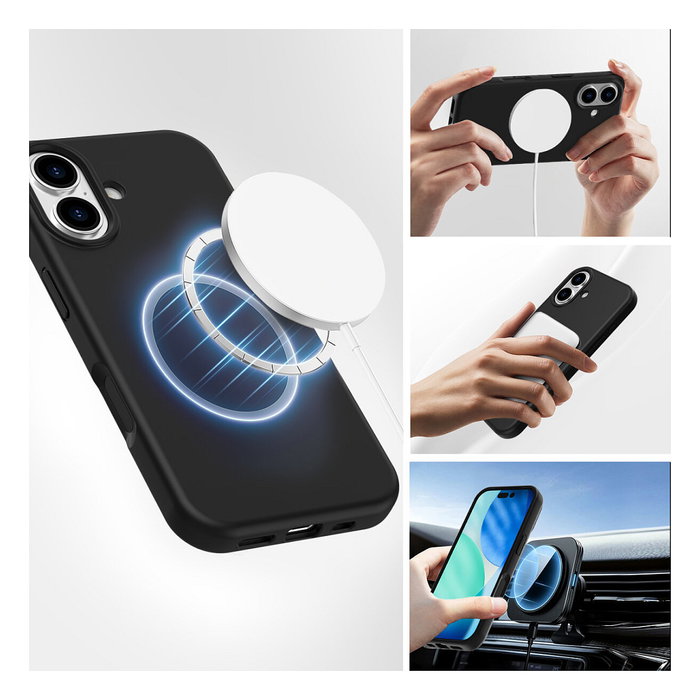 4smarts Funda de Silicona Compatible con MagSafe para Apple iPhone 17 (Negro, 541568) - Protección contra Caídas y Rayones