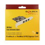 DeLOCK 89864 Tarjeta PCI Express x1 con 3 Puertos FireWire 800 Externos + 1 FireWire Interno, IEEE 1394, Texas Instruments, 0.8 Gbit/s