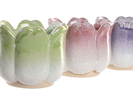 DKD Home Decor Macetero Shabby Rosa Lila 13 x 11 x 14 cm (6 Unidades) Cerámica